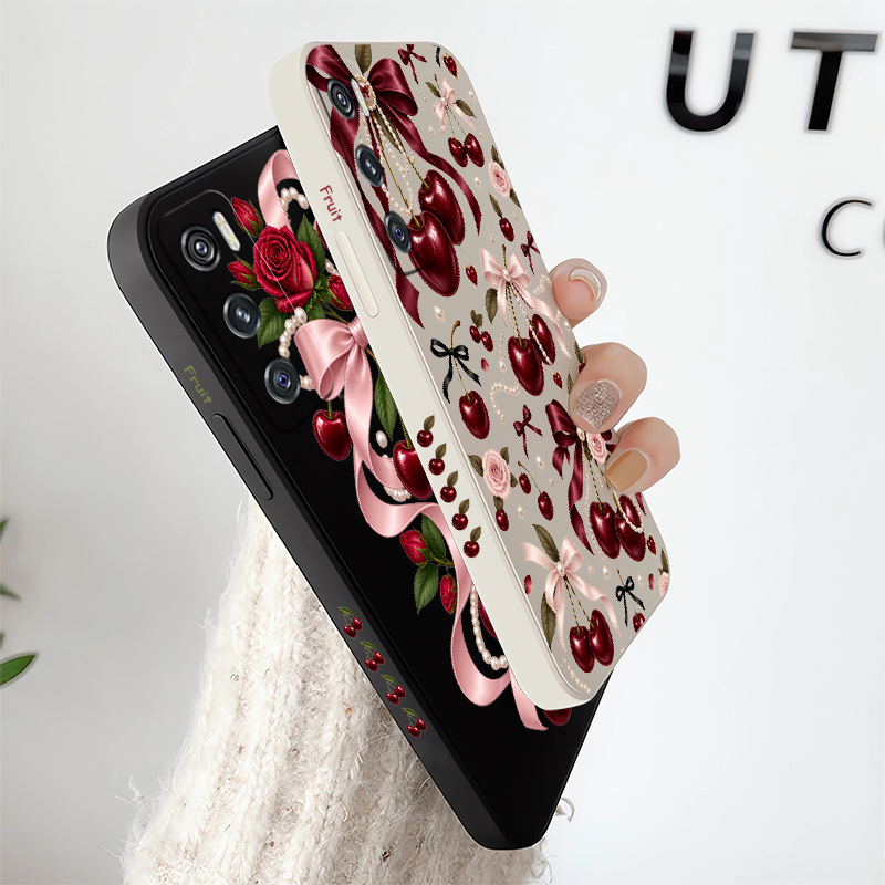 Funda con diseño de lazo rosa  - Vivo V40 reseña y precio